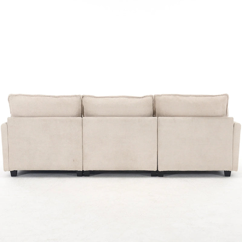 Canapé d'angle en velours 102 po avec pouf et oreillers lombaires