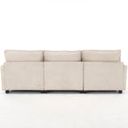 Canapé d'angle en velours 102 po avec pouf et oreillers lombaires