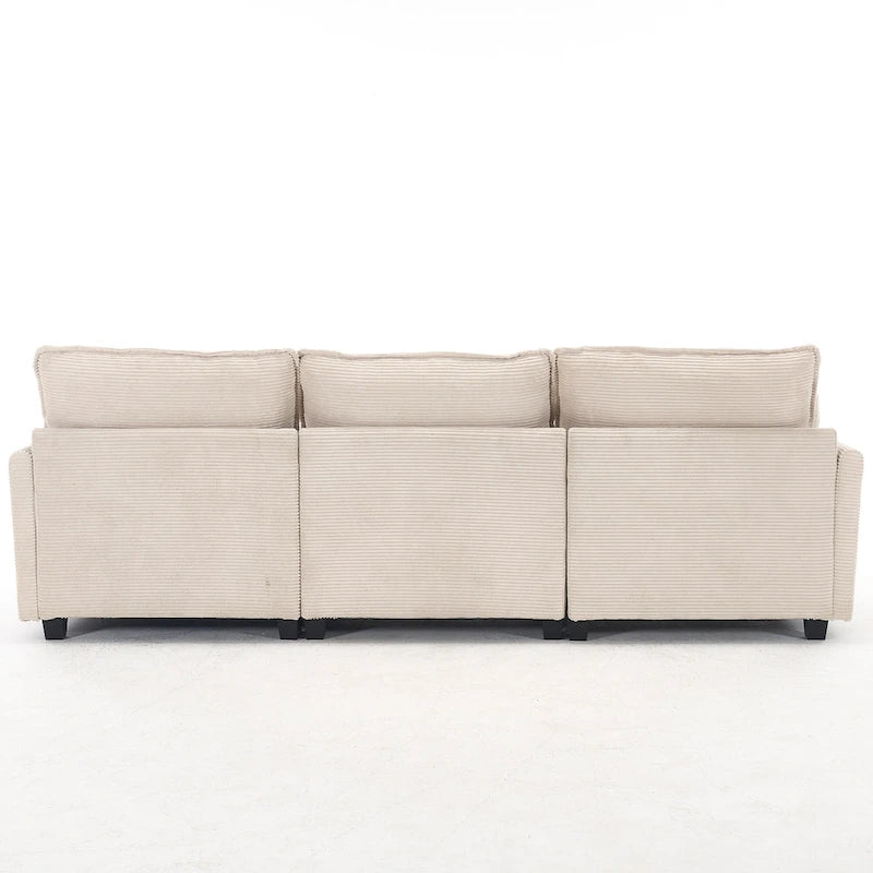 Canapé d'angle en velours 102 po avec pouf et oreillers lombaires
