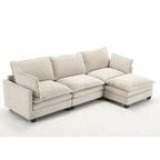 Canapé d'angle en velours 102 po avec pouf et oreillers lombaires
