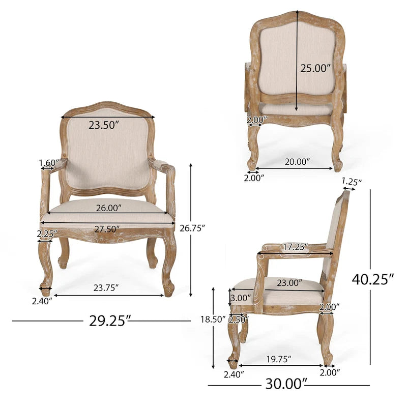 Ensemble de salle à manger rond 5 pièces style campagne française – Chaises rembourrées et table à piédestal, 4 places