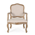 Ensemble de salle à manger rond 5 pièces style campagne française – Chaises rembourrées et table à piédestal, 4 places