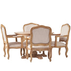 Ensemble de salle à manger rond 5 pièces style campagne française – Chaises rembourrées et table à piédestal, 4 places