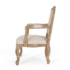Ensemble de salle à manger rond 5 pièces style campagne française – Chaises rembourrées et table à piédestal, 4 places