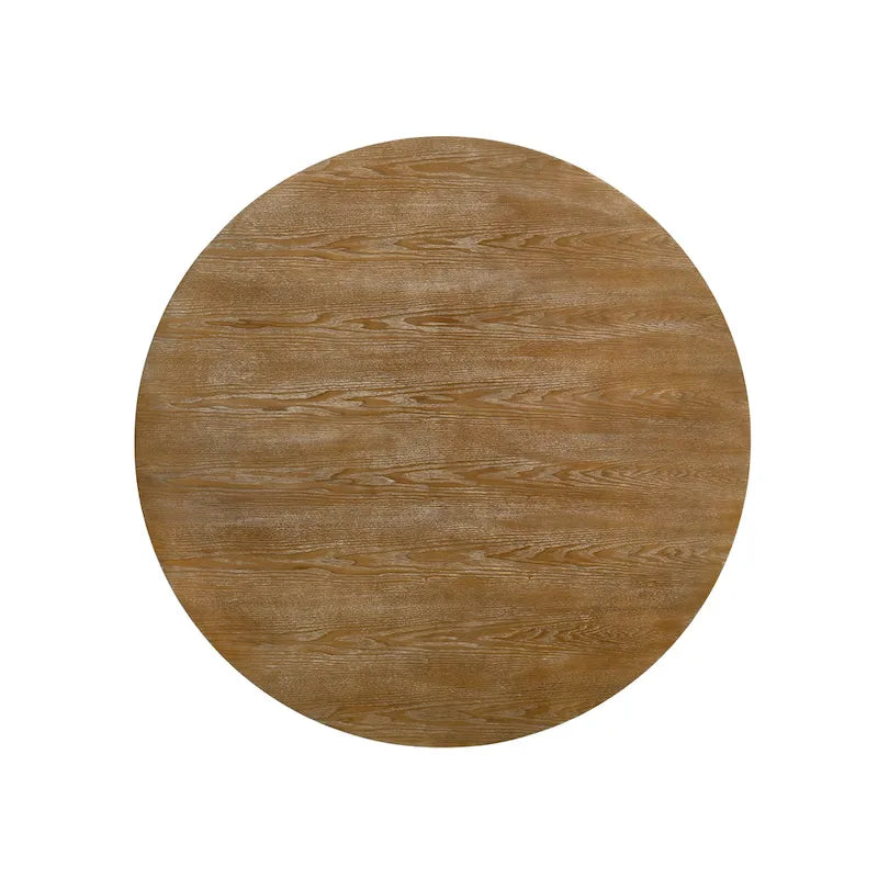 Ensemble de salle à manger rond 5 pièces style campagne française – Chaises rembourrées et table à piédestal, 4 places