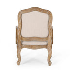 Ensemble de salle à manger rond 5 pièces style campagne française – Chaises rembourrées et table à piédestal, 4 places