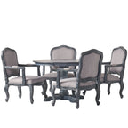 Ensemble de salle à manger rond 5 pièces style campagne française – Chaises rembourrées et table à piédestal, 4 places
