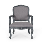 Ensemble de salle à manger rond 5 pièces style campagne française – Chaises rembourrées et table à piédestal, 4 places