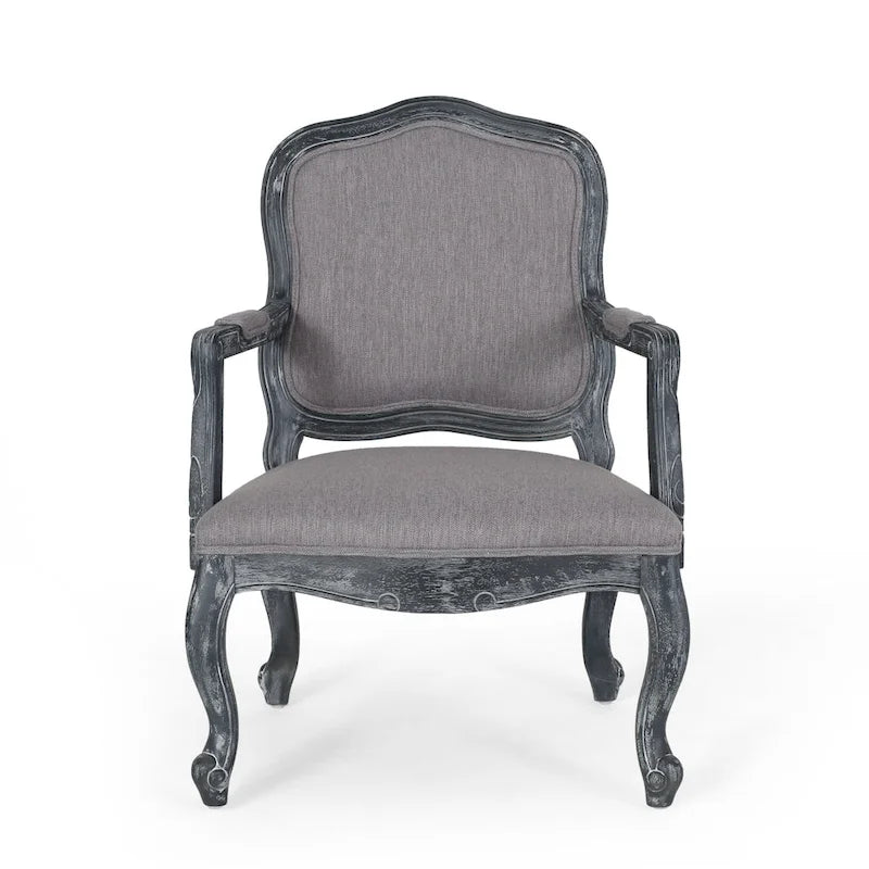 Ensemble de salle à manger rond 5 pièces style campagne française – Chaises rembourrées et table à piédestal, 4 places