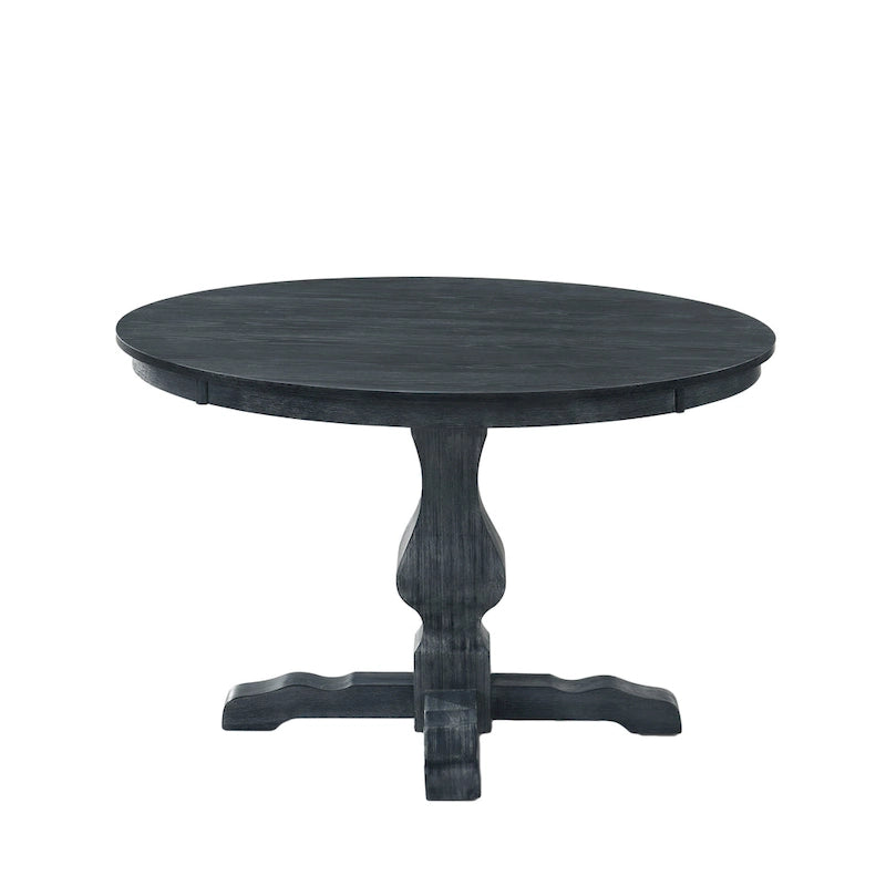 Ensemble de salle à manger rond 5 pièces style campagne française – Chaises rembourrées et table à piédestal, 4 places
