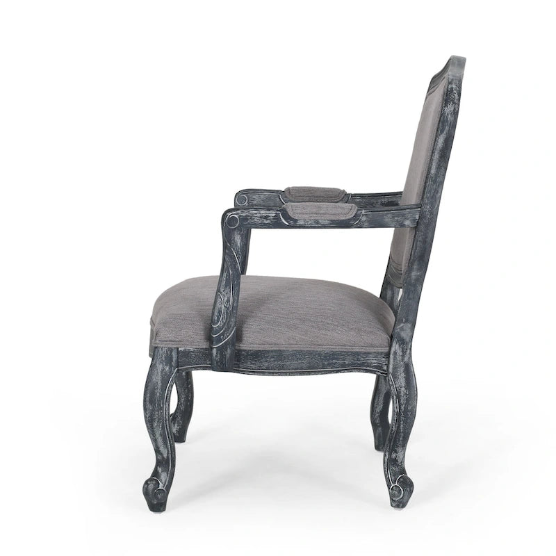 Ensemble de salle à manger rond 5 pièces style campagne française – Chaises rembourrées et table à piédestal, 4 places