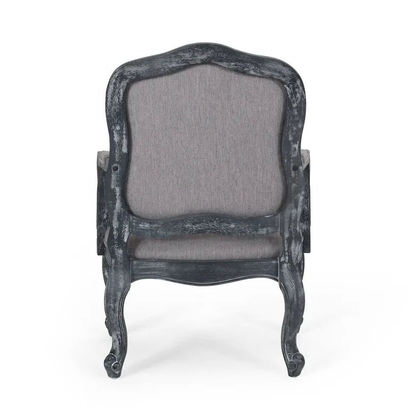 Ensemble de salle à manger rond 5 pièces style campagne française – Chaises rembourrées et table à piédestal, 4 places
