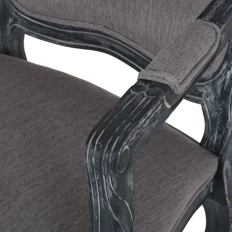 Ensemble de salle à manger rond 5 pièces style campagne française – Chaises rembourrées et table à piédestal, 4 places