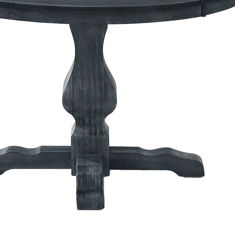 Ensemble de salle à manger rond 5 pièces style campagne française – Chaises rembourrées et table à piédestal, 4 places