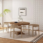 Ensemble de salle à manger 5 pièces en tissu et bois – Table avec 4 chaises rembourrées, style moderne