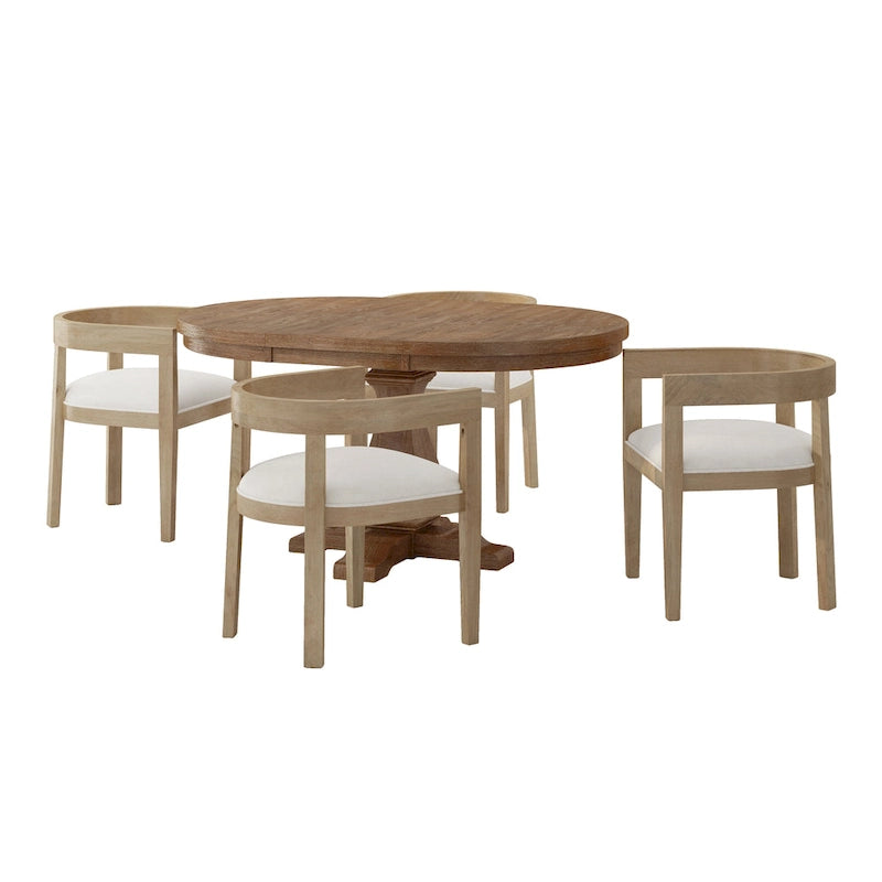 Ensemble de salle à manger 5 pièces en tissu et bois – Table avec 4 chaises rembourrées, style moderne