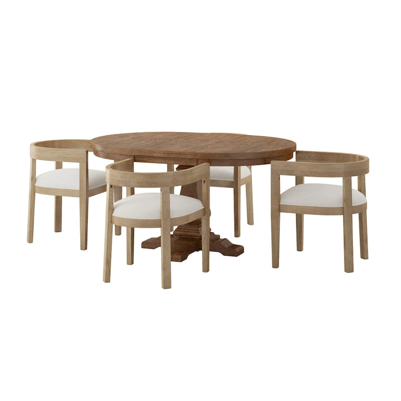 Ensemble de salle à manger 5 pièces en tissu et bois – Table avec 4 chaises rembourrées, style moderne