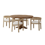 Ensemble de salle à manger 5 pièces en tissu et bois – Table avec 4 chaises rembourrées, style moderne