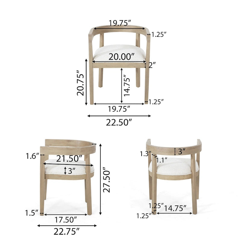 Ensemble de salle à manger 5 pièces en tissu et bois – Table avec 4 chaises rembourrées, style moderne