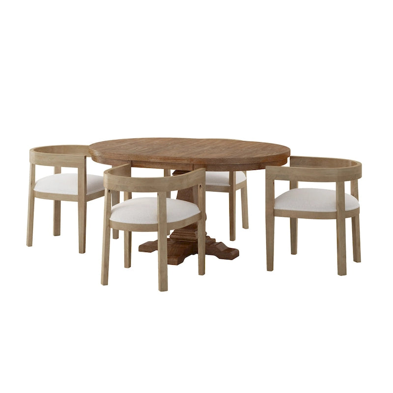 Ensemble de salle à manger 5 pièces en tissu et bois – Table avec 4 chaises rembourrées, style moderne