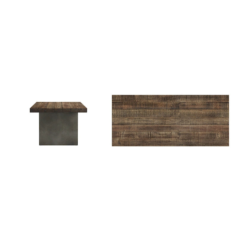 Table de salle à manger Podgorica en bois recyclé et béton – Marron industriel