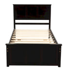Lit plateforme double espresso avec rangement et 2 tiroirs sous le lit