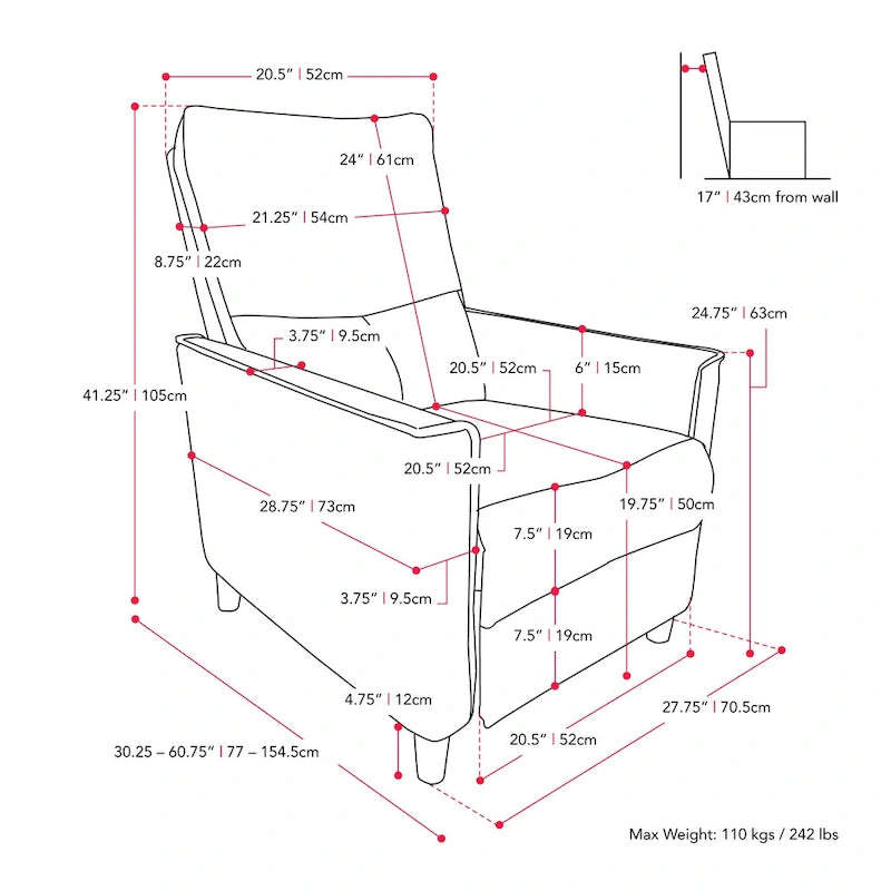 Fauteuil inclinable manuel avec repose-pieds