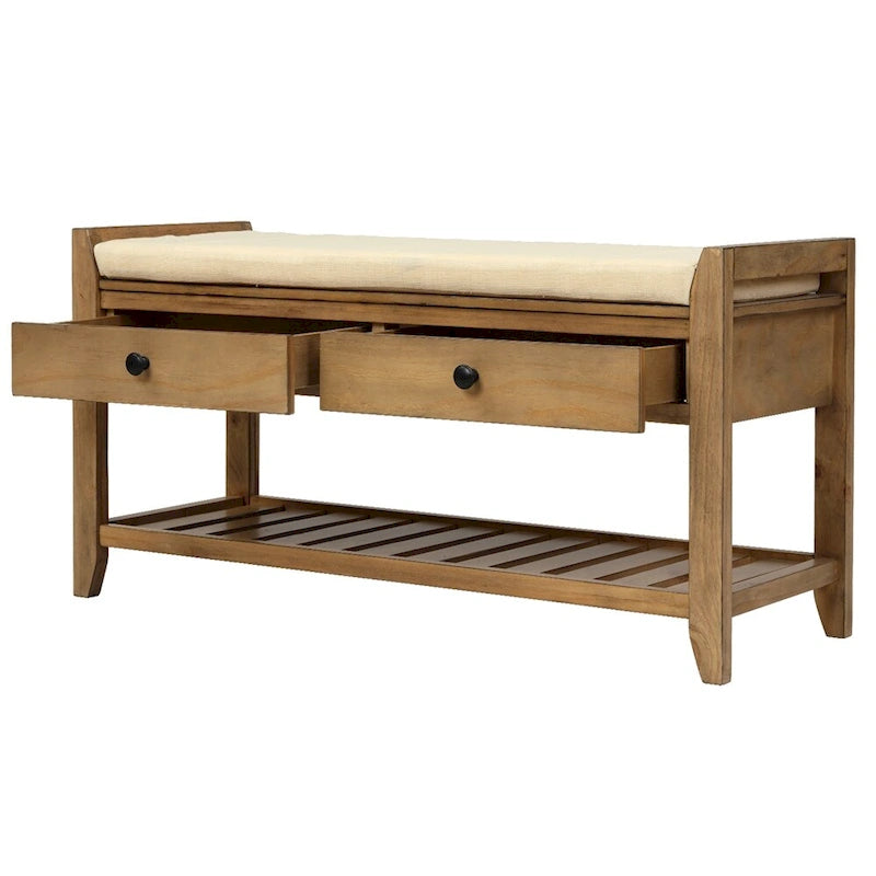 Banc de rangement avec coussin et étagère à chaussures