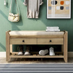 Banc de rangement avec coussin et étagère à chaussures