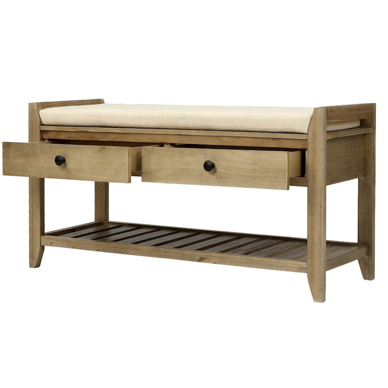 Banc de rangement avec coussin et étagère à chaussures