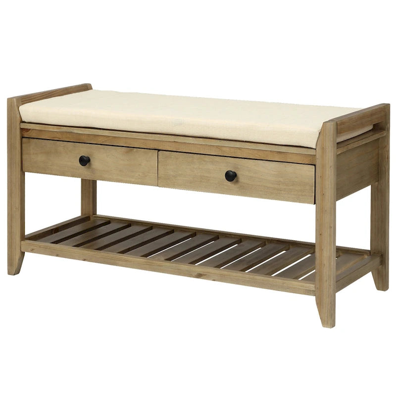 Banc de rangement avec coussin et étagère à chaussures