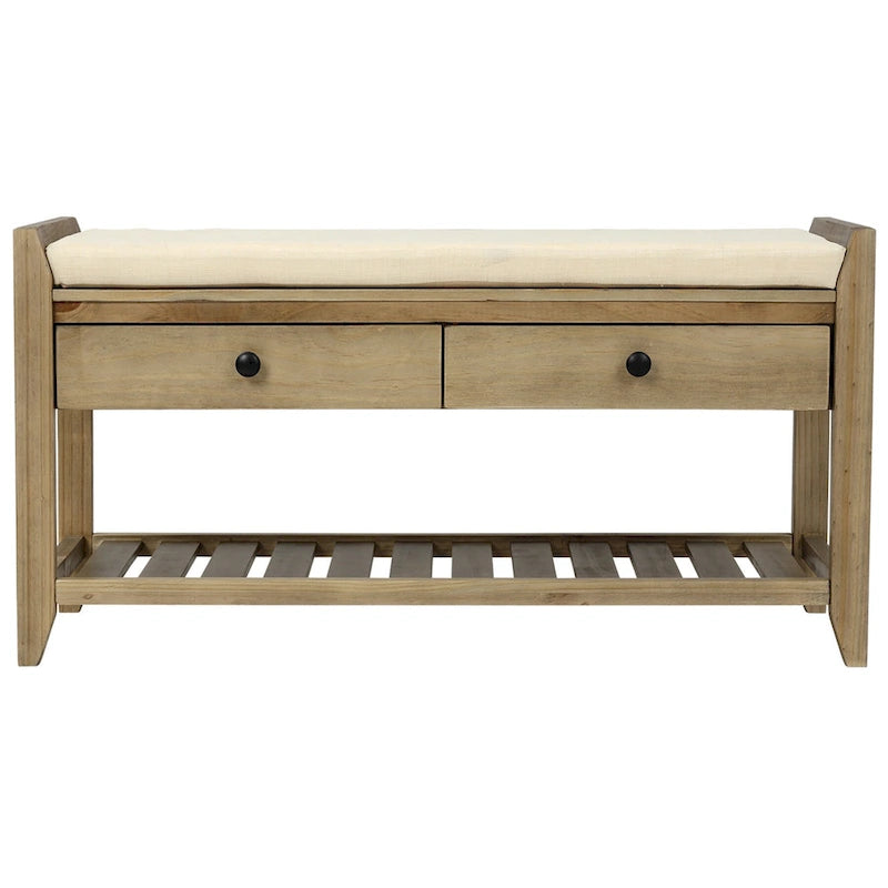 Banc de rangement avec coussin et étagère à chaussures