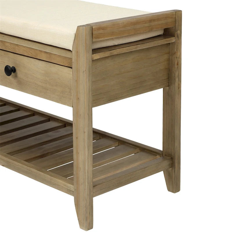 Banc de rangement avec coussin et étagère à chaussures
