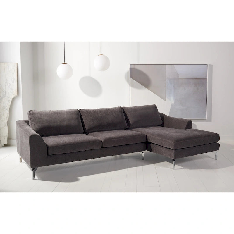 Canapé en Velours Gris Anthracite Nicholsen SAFAVIEH Couture