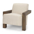 Fauteuil d'appoint en tissu beige Sovereign avec cadre en bois massif marron foncé