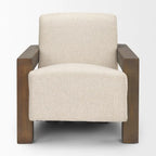 Fauteuil d'appoint en tissu beige Sovereign avec cadre en bois massif marron foncé