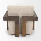Fauteuil d'appoint en tissu beige Sovereign avec cadre en bois massif marron foncé