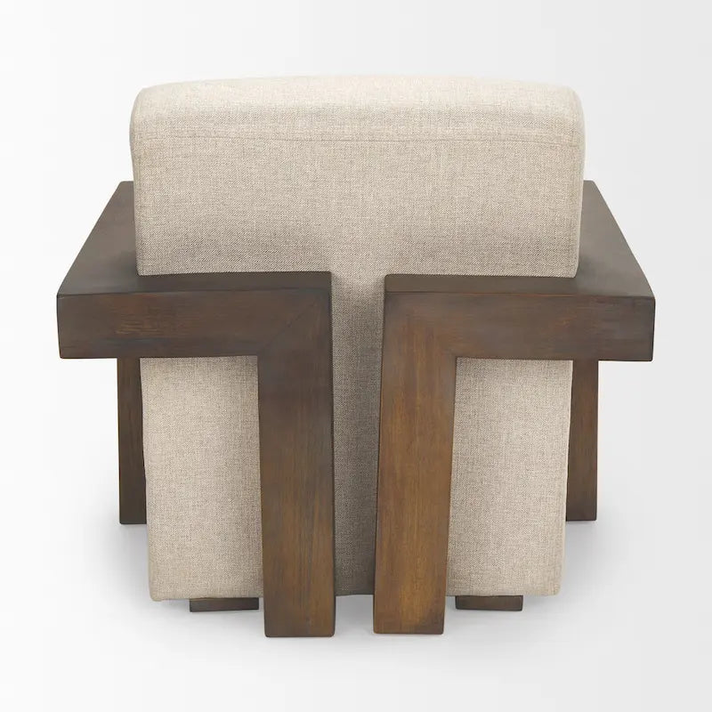 Fauteuil d'appoint en tissu beige Sovereign avec cadre en bois massif marron foncé