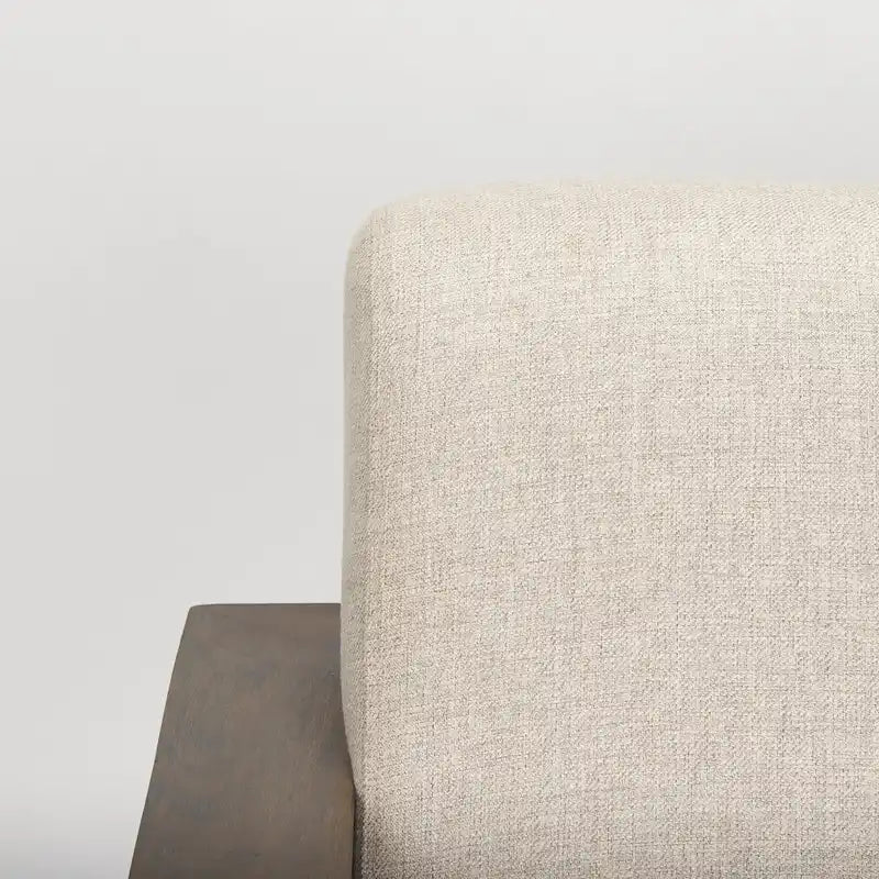Fauteuil d'appoint en tissu beige Sovereign avec cadre en bois massif marron foncé