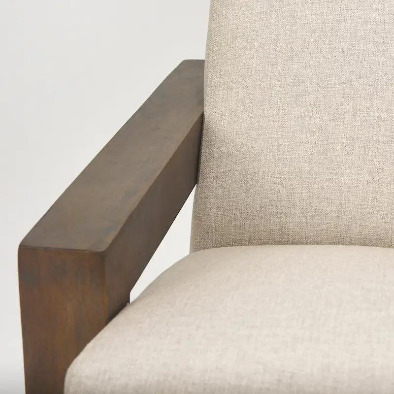 Fauteuil d'appoint en tissu beige Sovereign avec cadre en bois massif marron foncé