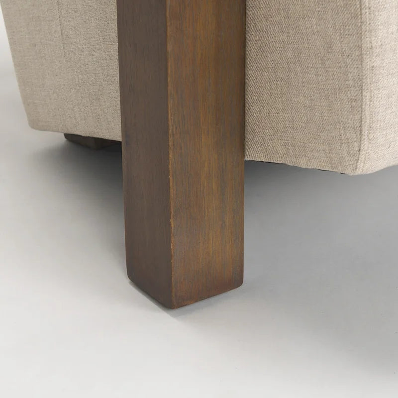 Fauteuil d'appoint en tissu beige Sovereign avec cadre en bois massif marron foncé