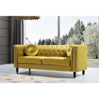 Canapé Chesterfield classique en velours clouté – Capitonnage, Éléments de salon élégants
