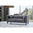 Canapé Chesterfield classique en velours clouté – Capitonnage, Éléments de salon élégants