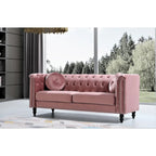 Canapé Chesterfield classique en velours clouté – Capitonnage, Éléments de salon élégants