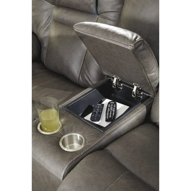 Causeuse inclinable électrique – Cuir marron, appuie-têtes réglables, port USB et rangement