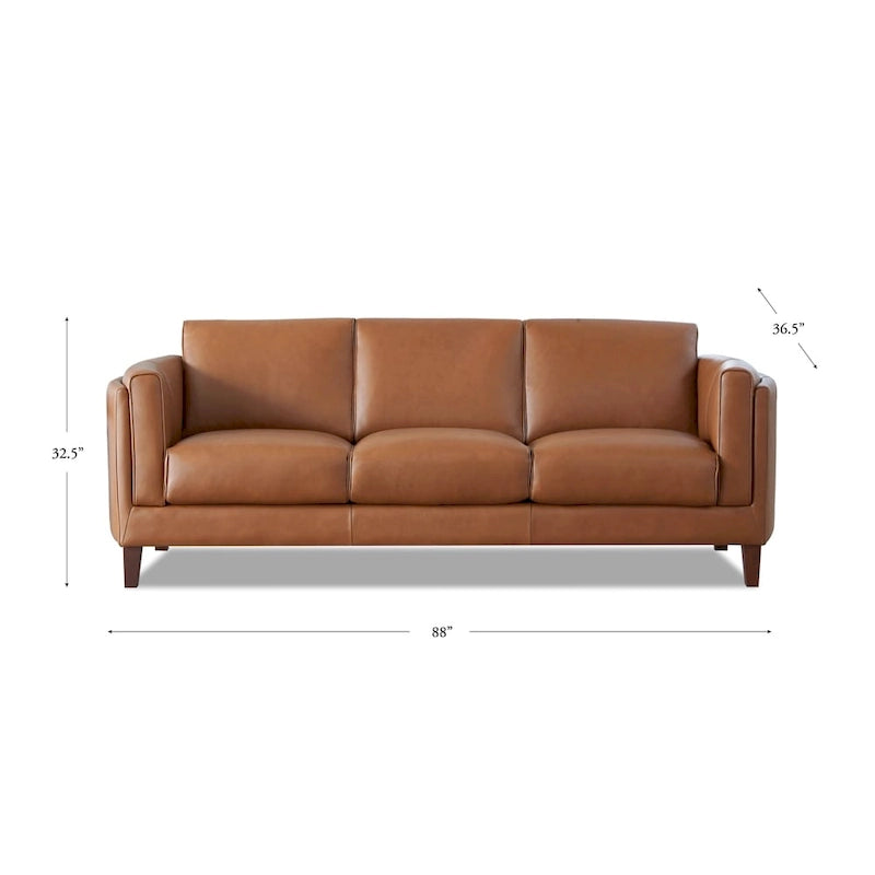 Ensemble canapé et causeuse en cuir pleine fleur – Coussins en plumes, mousse à mémoire de forme et ressorts