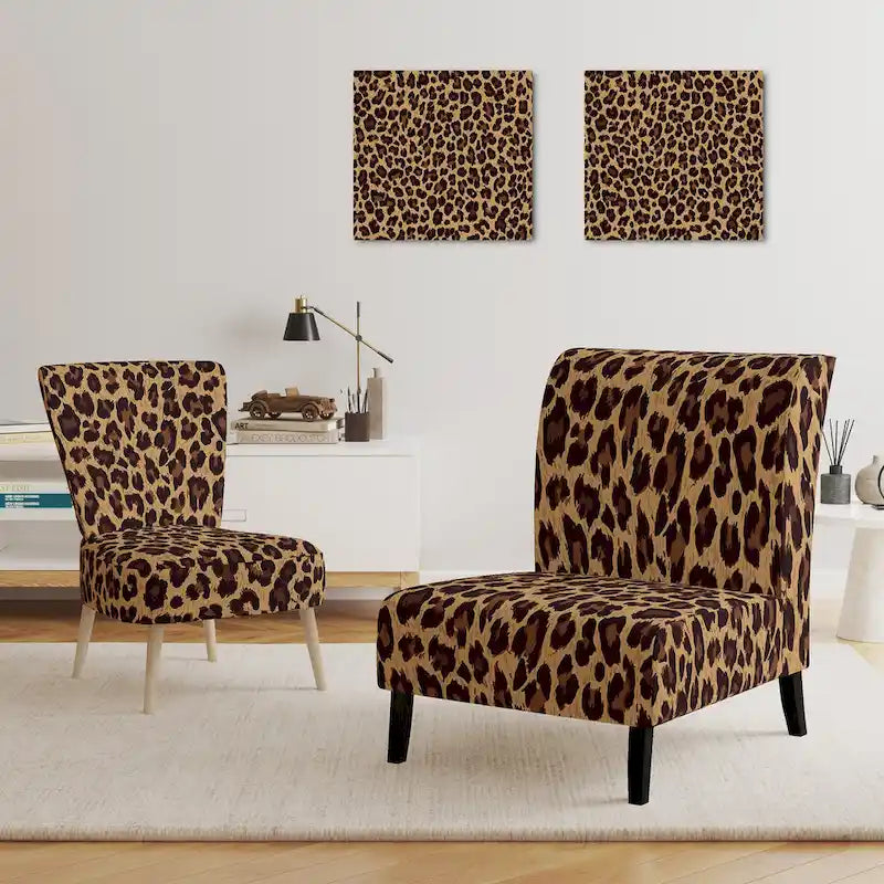 Fauteuil d'appoint rembourré imprimé léopard marron