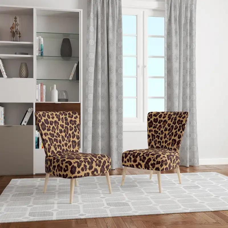 Fauteuil d'appoint rembourré imprimé léopard marron