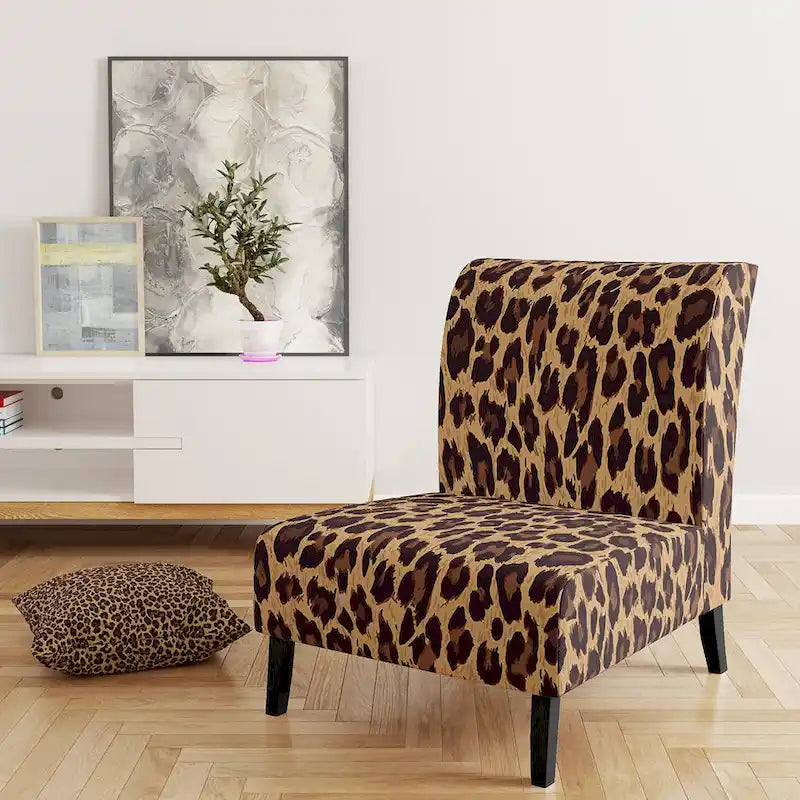 Fauteuil d'appoint rembourré imprimé léopard marron