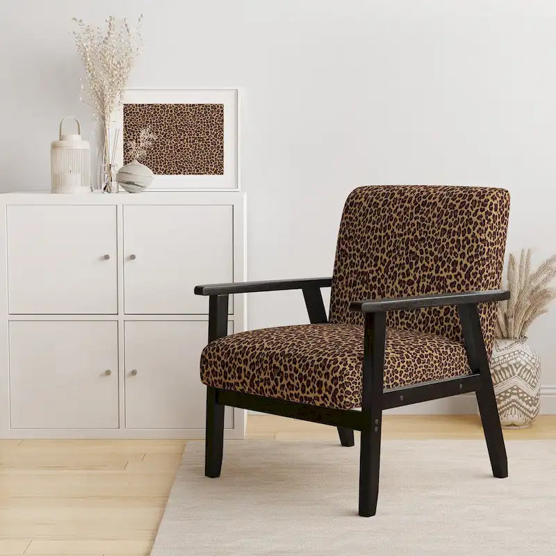 Fauteuil d'appoint rembourré imprimé léopard marron